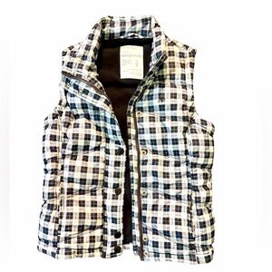 Aeropostale Checkered Puffer Vest - Blue and Black Sz S
